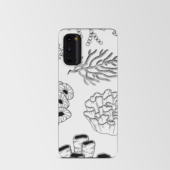 Corals Pattern Black and White Android Card Case