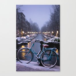 Amsterdam Bike in the Snow Canvas Print