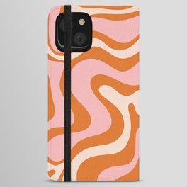 Liquid Swirl Retro Abstract Pattern in Orange Pink Cream iPhone Wallet Case
