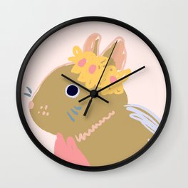 Modern Simple Pink Yellow Blue Rabbit Design  Wall Clock