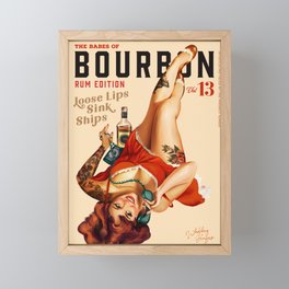 "The Babes Of Bourbon V. 13 - Rum Edition" Vintage Pin Up Girl Art Framed Mini Art Print
