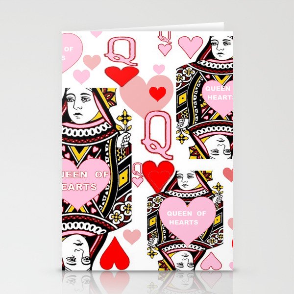 Red Pink Queen Of Hearts Casino Art Stationery Cards By Sharlesart Society6