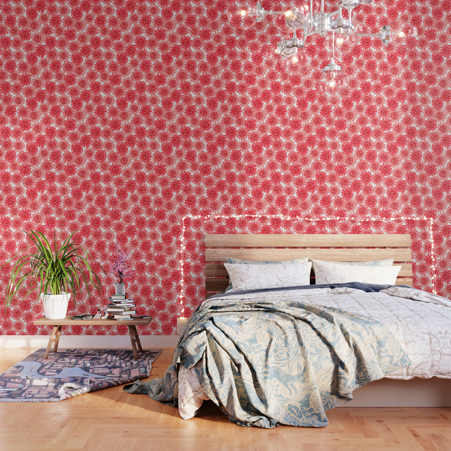 Coral Floral Wallpaper By Nathalierobbins Society6