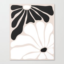 Floral Yin-Yang, Scandinavian Nature Flowers Botanical Concept, Plants Blossom Positivity Neutral Minimalism Canvas Print