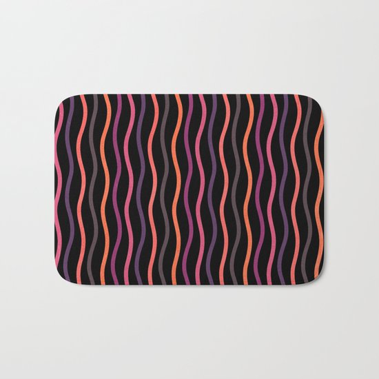 Happy Lines on Black Pink Version Bath Mat