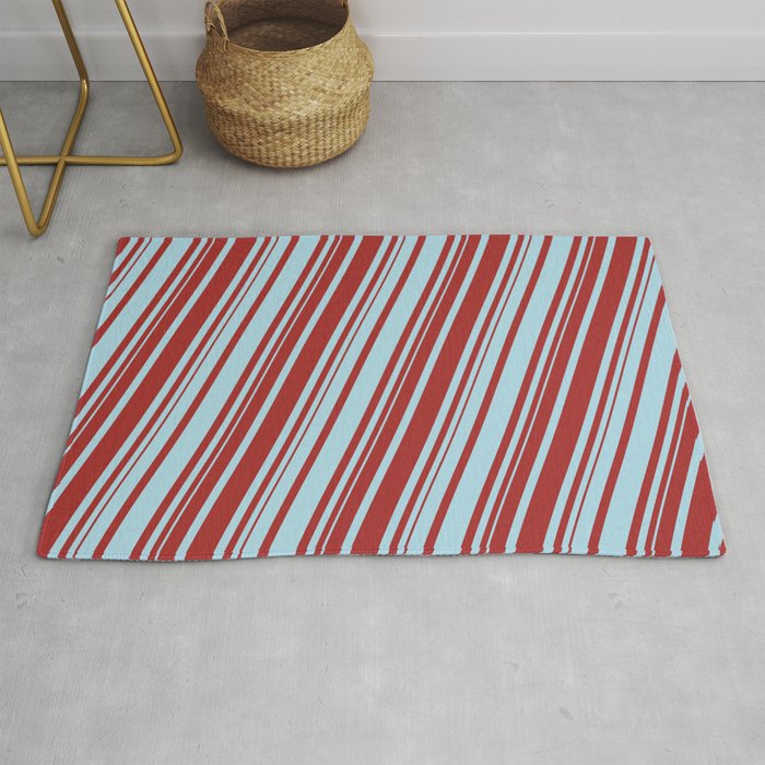 Light Blue & Brown Colored Lines Pattern Rug