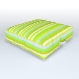LIME GREEN & YELLOW SHAKY STRIPES Outdoor Floor Cushion