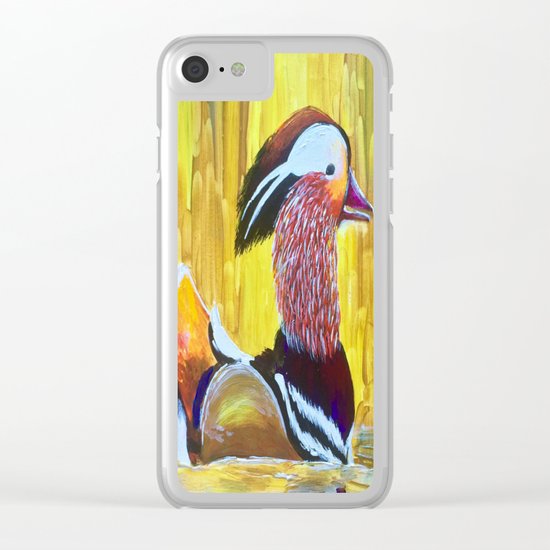 Colorful Mandarin Duck Floating on the water Clear iPhone Case