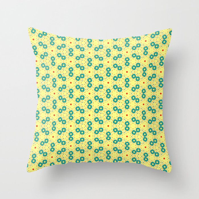 Scattered Teal Yellow Pattern Throw Pillow by Sheila Wenzel Ganny