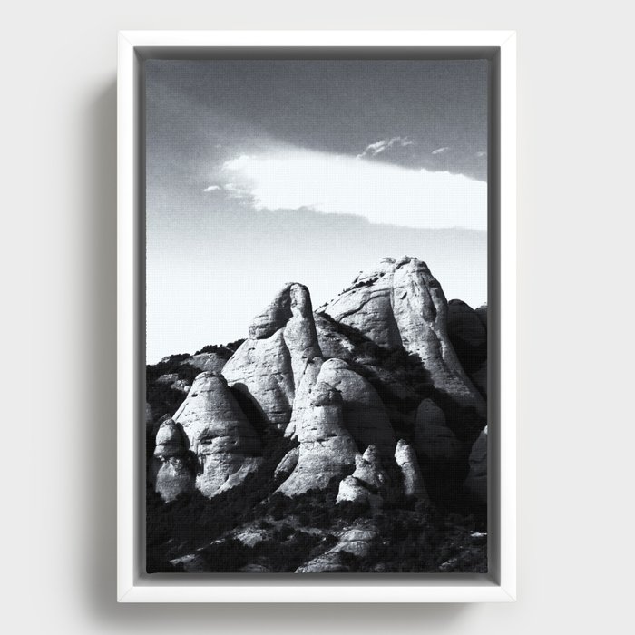 A B&W photo of unique rock  Framed Canvas