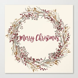 Merry Christmas Wreath Canvas Print