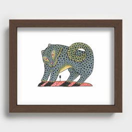 Leopard Dog With Tulip Recessed Framed Print
