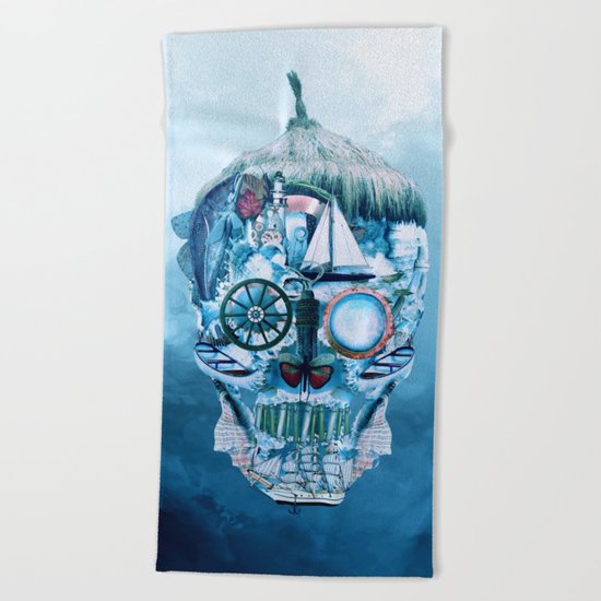 Skull Ocean Blue Beach Towel