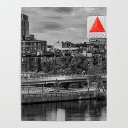 Boston Citgo Sign In Selective Coloring Along The Charles River Poster