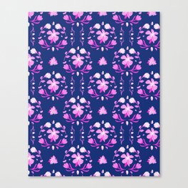 In Bloom Cobalt and Pepto Canvas Print