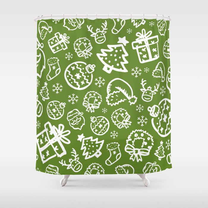 XMAS Green Pattern / Part One Shower Curtain