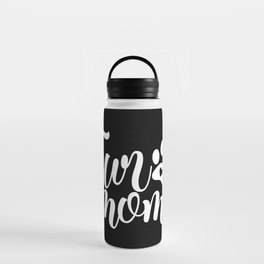 Fur Mom Cute Pet Paw Script Slogan Water Bottle