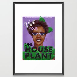 Stay the F Home One House Plant Poster Framed Art Print | Drawing, Digital 