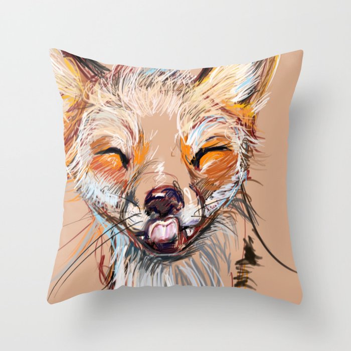 Happy Fox Throw Pillow