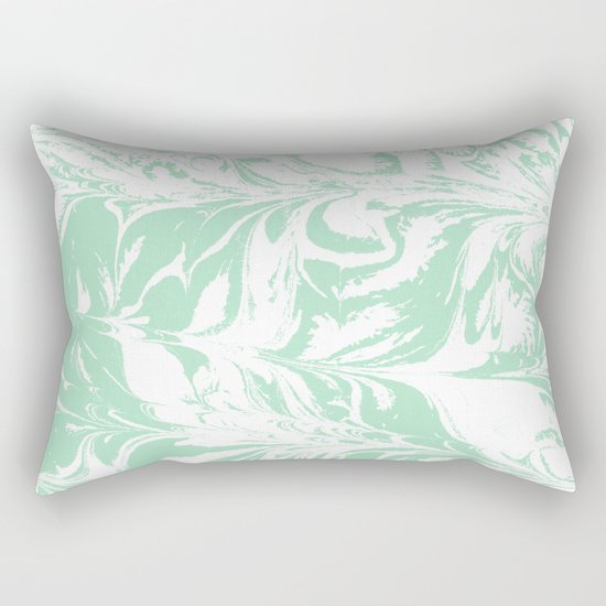 Asa - spilled ink mint marble japanese watercolor marbling marbled water wave ocean sea minimal Rectangular Pillow