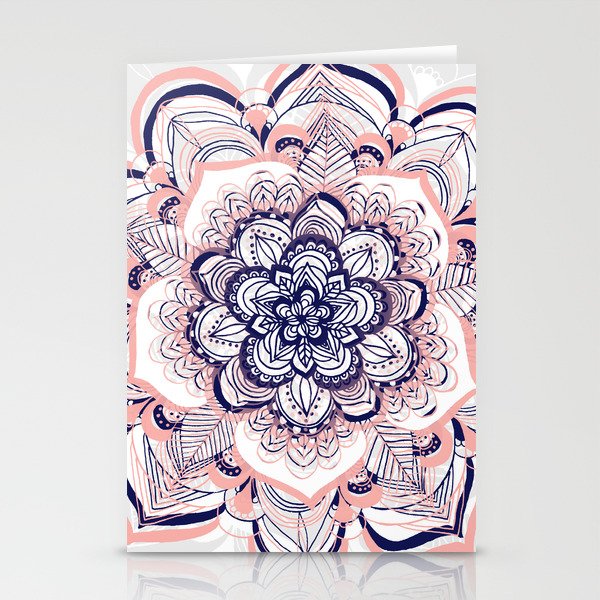 Woven Dream - Mandala in Pink, White and deep Purple Stationery Cards