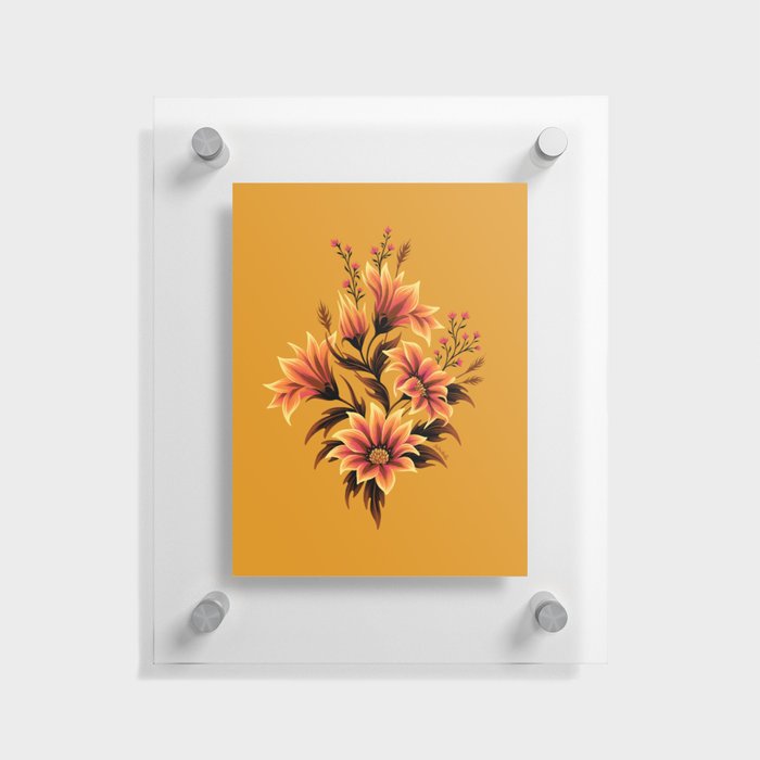 Gazania Floral - Orange Gold Floating Acrylic Print
