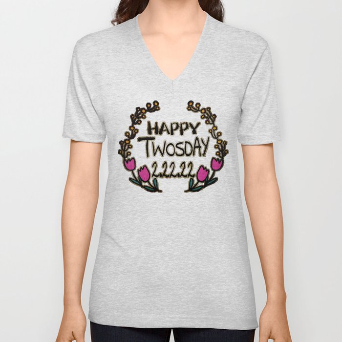 Cute Happy Twosday February 22 2022 V Neck T Shirt
