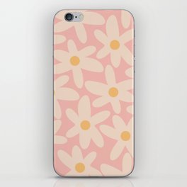 Daisy Time Retro Floral Pattern Pink and Mustard iPhone Skin