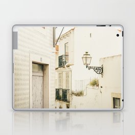 White Architecture in Alfama Lisbon, Portugal - Portugese Tiles in Street - Fine Art Travel Photography Laptop Skin