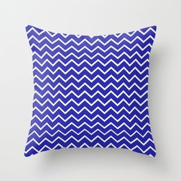 Zigzagged (White & Navy Pattern) Throw Pillow