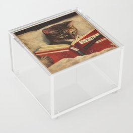 Cat Poster Reading Makes Me Feel Less Murdery, Reading Poster, Book Lover Gift Acrylic Box