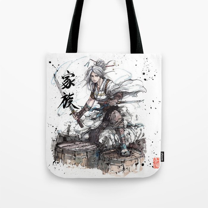 Samurai Girl with Japanese Calligraphy - Family - Ciri Parody Tote Bag