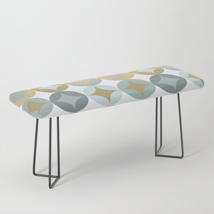 Retro Geometric Pattern Teal, Agua and Yellow Gold Bench