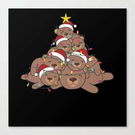 Bear Christmas Tree Funny Animal Christmas Canvas Print
