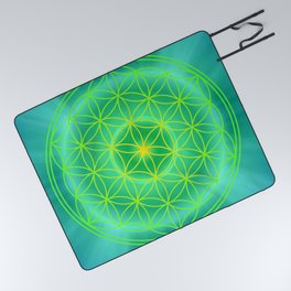 Flower Of Life Mandala - Green Picnic Blanket