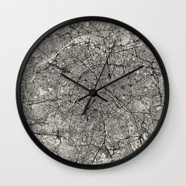 Paris Map - Black&White City Maps Wall Clock