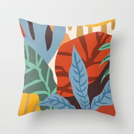 Bloom With Grace, Abstract Botanical Nature Painting, Colorful Eclectic Illustration Modern Throw Pillow