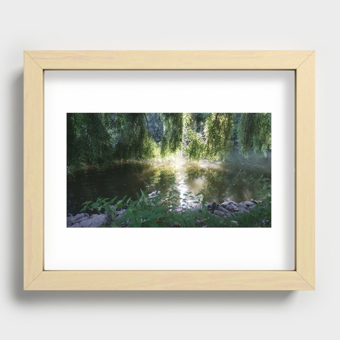 Sunray reflections in the mystical river Recessed Framed Print