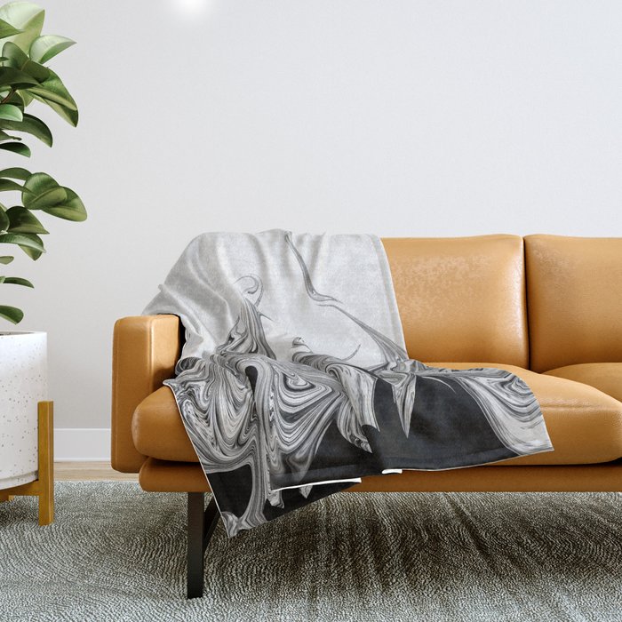 Modern contemporary Black and White Abstract Throw Blanket