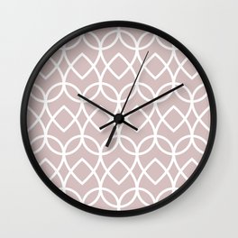 Pink and White Geometric Line Pattern Teardrop Pairs Dulux 2022 Popular Colour Rose Canopy Wall Clock