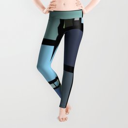 Analogous Color Block/Tile Art (muted shades of green, blue, slate blue, and grays) Leggings