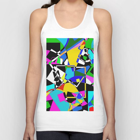 Colour Pieces - Geometric, eclectic, colourful, random pattern of shapes Unisex Tank Top