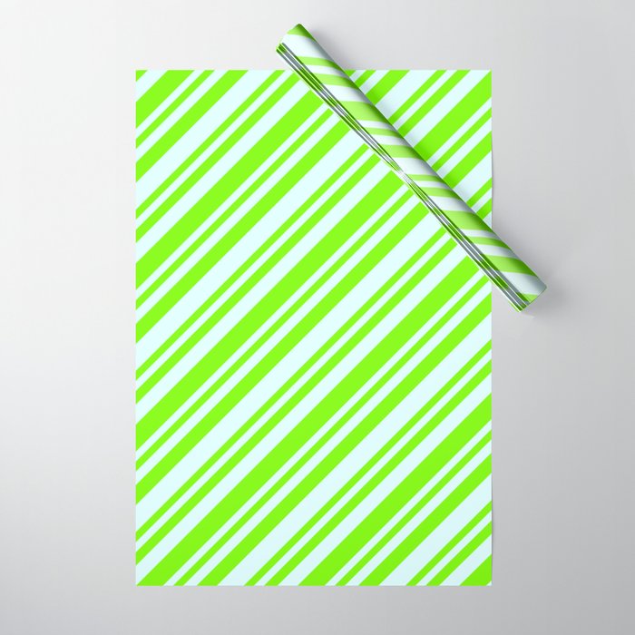 Light Cyan and Green Colored Lined/Striped Pattern Wrapping Paper
