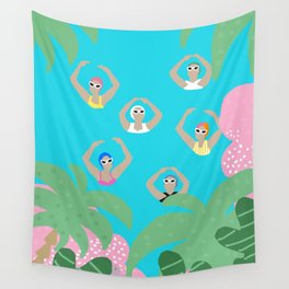 Artistic swimmers tropical illustration Wall Tapestry