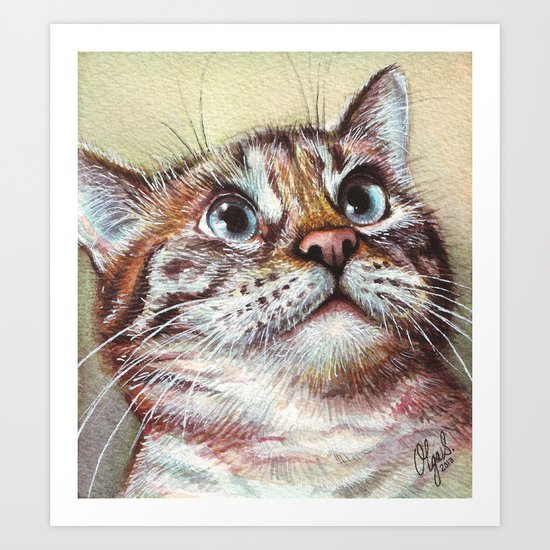 Cat Watercolor Art Print