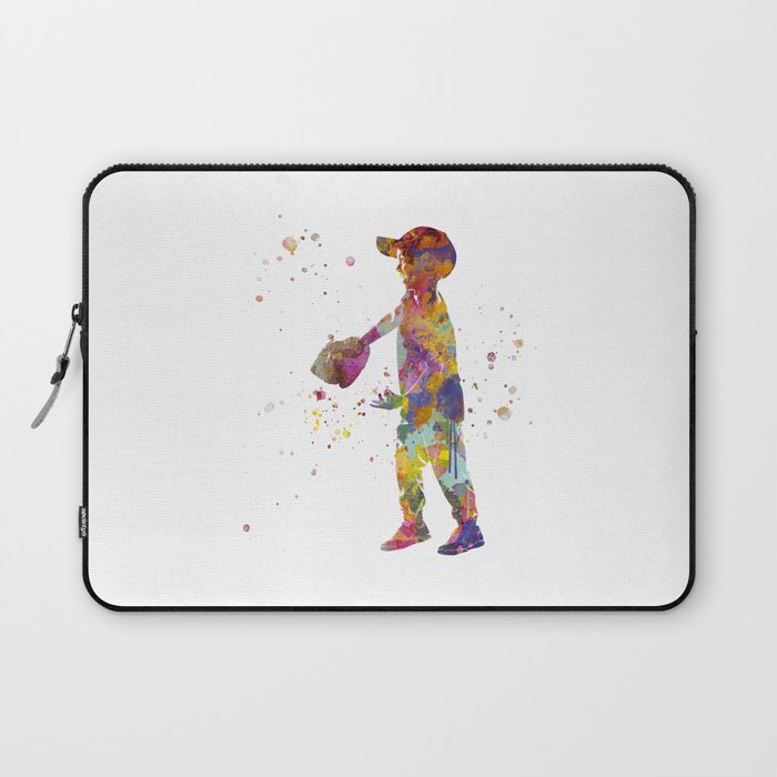 Boy plays baseball in watercolor Laptop Sleeve