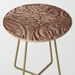  Tooled Leather Classic  Side Table