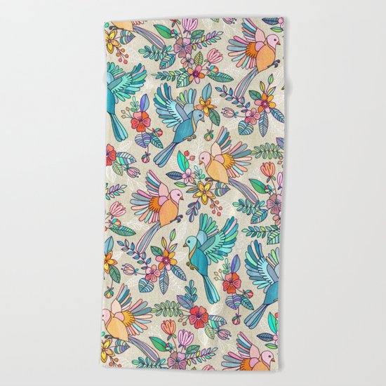 Whimsical Summer Flight Beach Towel