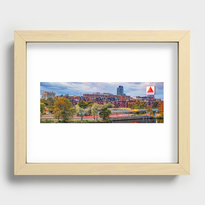 Boston's Citgo Sign Over Kenmore Square Panorama Recessed Framed Print