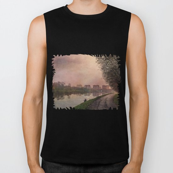 Fisherman (stylized watercolor) Biker Tank